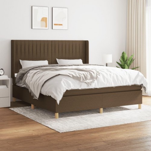 Kontinentalseng med madras 160×200 cm - stof, mørkebrun