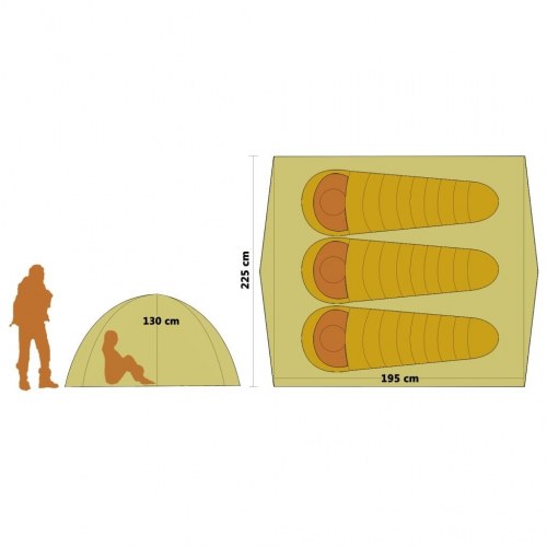 Pop-up campingtelt 2-3 personer 240x210x140 cm blå