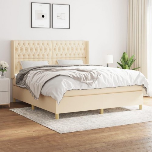 Kontinentalseng med madras 180×200 cm - stof, cremefarvet