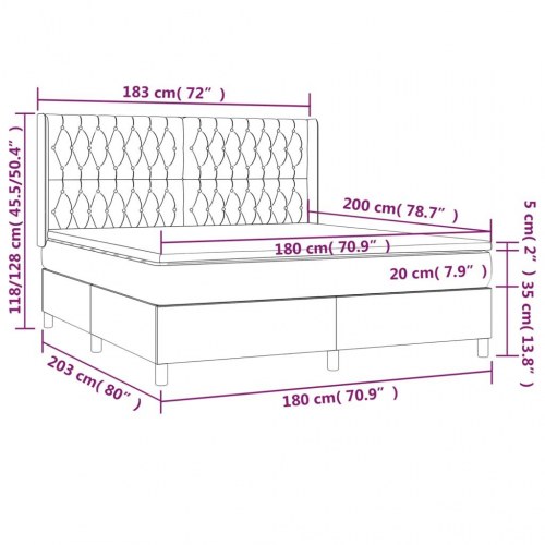 Kontinentalseng med madras 180×200 cm - stof, cremefarvet