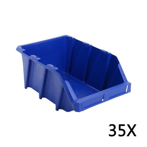 Stabelbare opbevaringskasser 35 stk. 218 x 360 x 156 mm blå