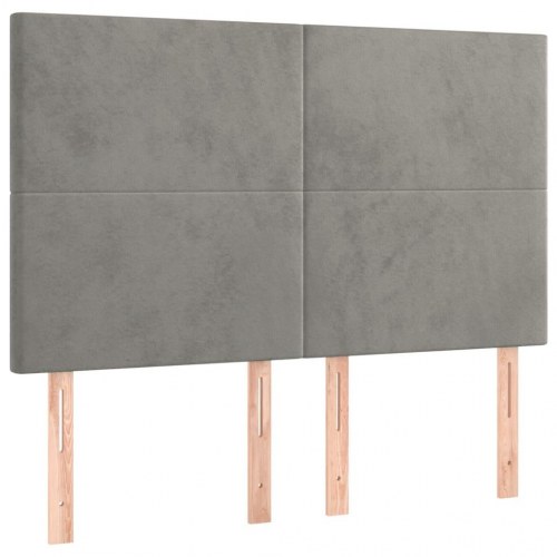 Kontinentalseng med madras 140x190 - fløjl, lysegrå