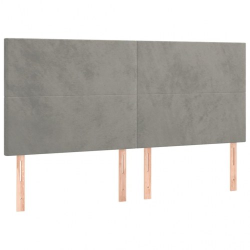 Kontinentalseng med madras 200x200 cm i fløjl - lysegrå