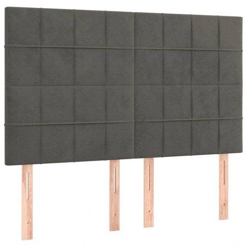 Kontinentalseng med madras 140×190 cm - fløjl, mørkegrå