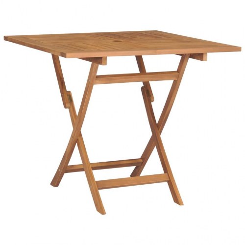 Foldbart havebord i teaktræ 85 × 85 × 76 cm - med parasolhul