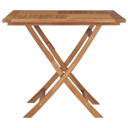 Foldbart havebord i teaktræ 85 × 85 × 76 cm - med parasolhul