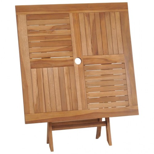 Foldbart havebord i teaktræ 85 × 85 × 76 cm - med parasolhul