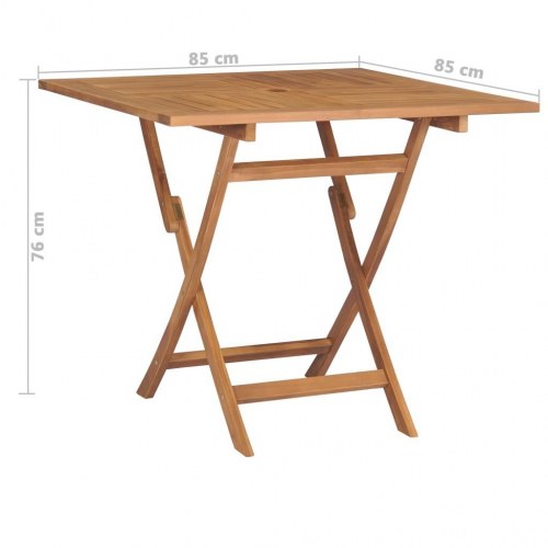 Foldbart havebord i teaktræ 85 × 85 × 76 cm - med parasolhul