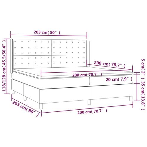 Kontinentalseng med madras 200x200 cm fløjl mørkegrå