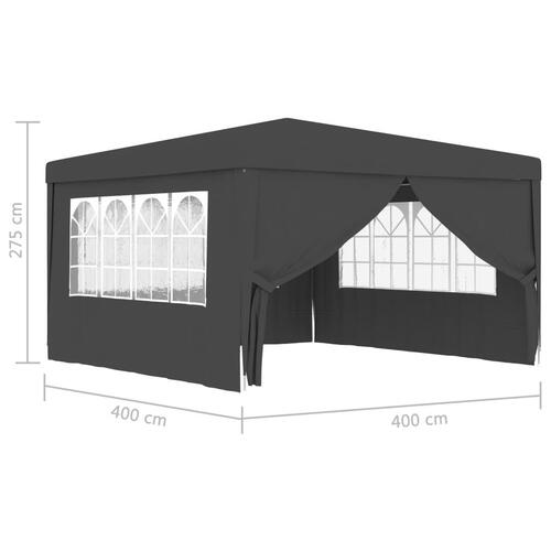 Festtelt med sidevægge 4x4 m 90 g/m² antracitgrå