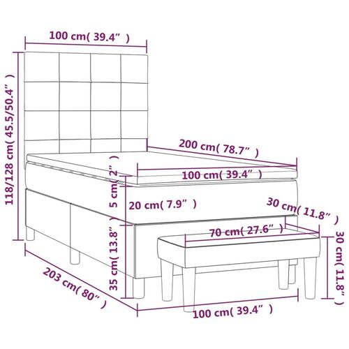 Kontinentalseng med madras 100x200 cm stof sort