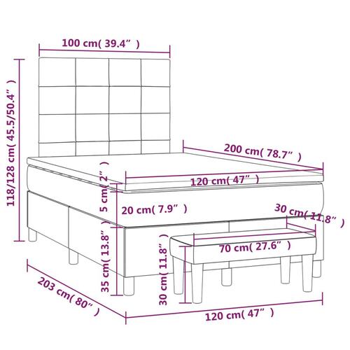 Kontinentalseng med madras 120x200 cm stof blå