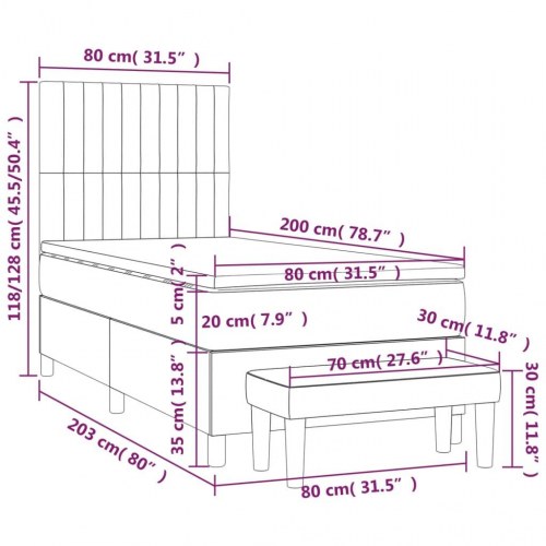 Kontinentalseng med madras 80×200 cm - stof, sort