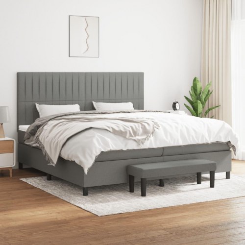Kontinentalseng med madras 200 × 200 cm - stof, mørkegrå