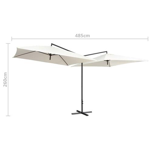 Dobbelt parasol med stålstang 250x250 cm sandfarvet