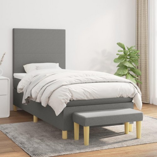 Kontinentalseng med madras 80x200 cm - stof, mørkegrå