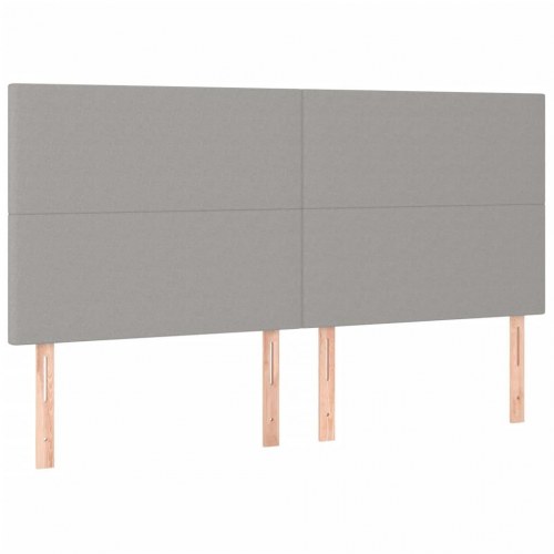 Kontinentalseng 180×200 cm i stof - lysegrå med sengegavl og bænk