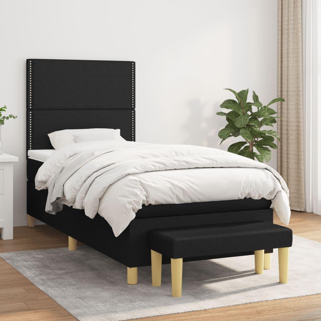 Kontinentalseng med madras 80×200 cm - stof, sort