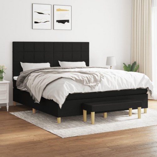 Kontinentalseng med madras 160x200 cm - stof, sort