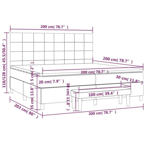 Kontinentalseng med madras 200×200 cm - stof, lysegrå