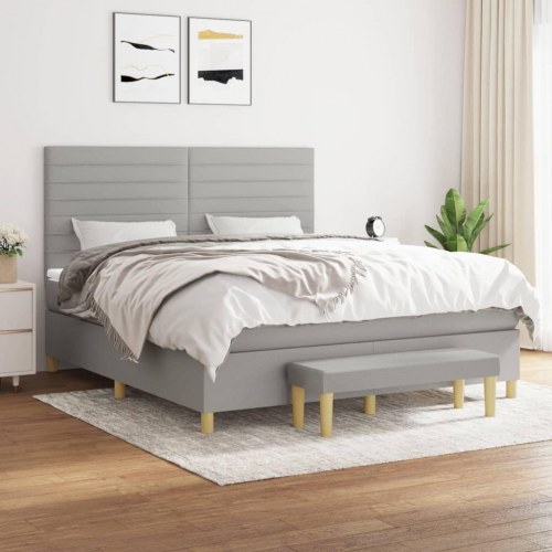 Kontinentalseng 180x200 cm stof lysegrå
