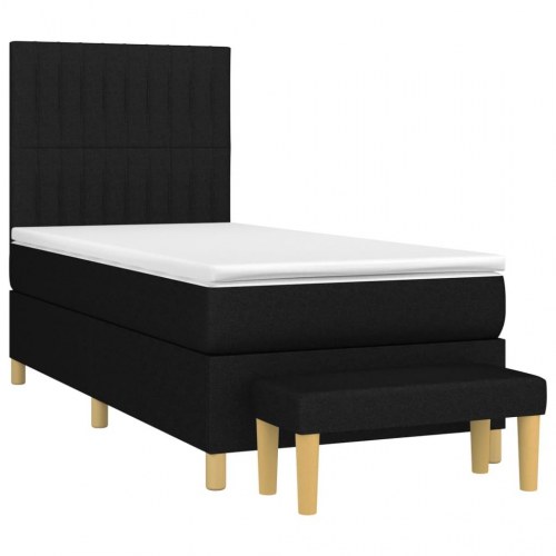 Kontinentalseng med madras 90x190 cm - stof, sort