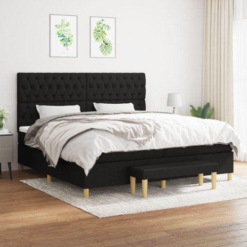 Kontinentalseng med madras 200x200 cm - stof, sort