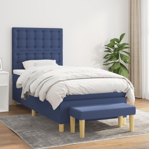 Kontinentalseng med madras 90x200 cm - blå stof