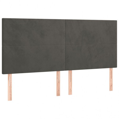 Kontinentalseng med madras 180x200 cm - fløjl, mørkegrå