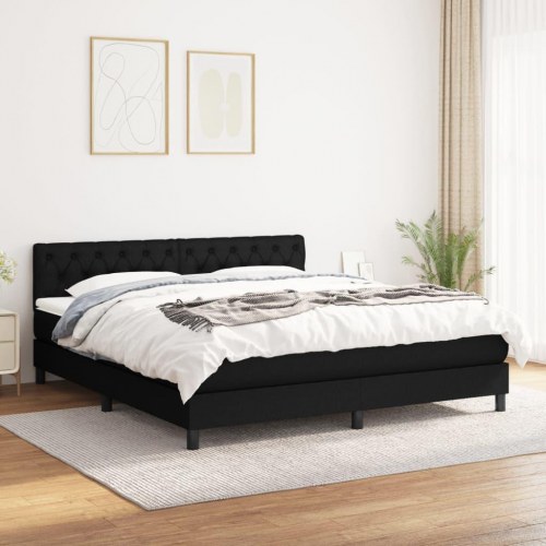 Kontinentalseng med madras 160x200 cm - stof, sort
