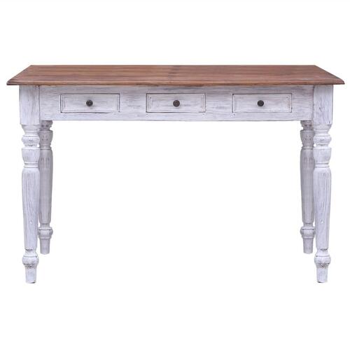 Skrivebord med skuffer 117x57x75 cm massivt genbrugstræ hvid
