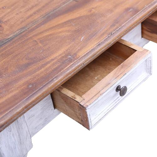 Skrivebord med skuffer 117x57x75 cm massivt genbrugstræ hvid