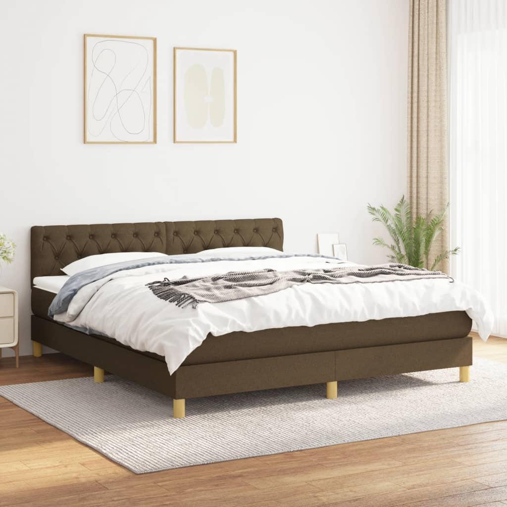 Boxmadras Med Topmadras Med Madras Lysegrå 90 X 190 Cm Stof - Mørkebrun / 160 x 200 cm / Med pynteknapper