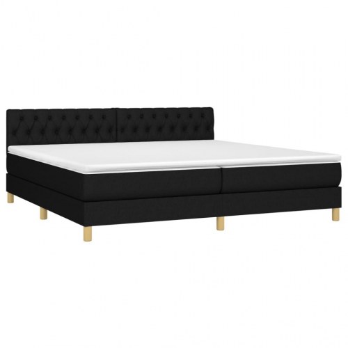 Kontinentalseng med madras 200×200 cm - stof, sort