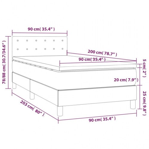 Kontinentalseng med madras 90×200 cm - stof, lysegrå