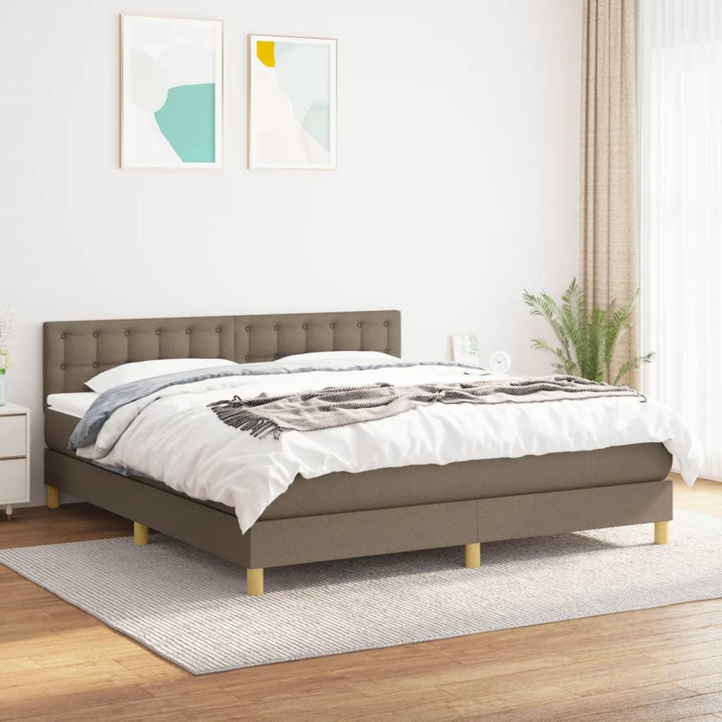 Boxmadras Med Topmadras Med Madras Lysegrå 90 X 190 Cm Stof - Gråbrun / 160 x 200 cm / knapper