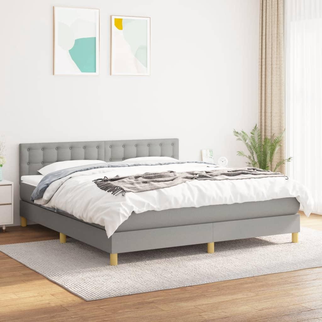 Boxmadras Med Topmadras Med Madras Lysegrå 90 X 190 Cm Stof - Lysegrå / 180 x 200 cm / knapper