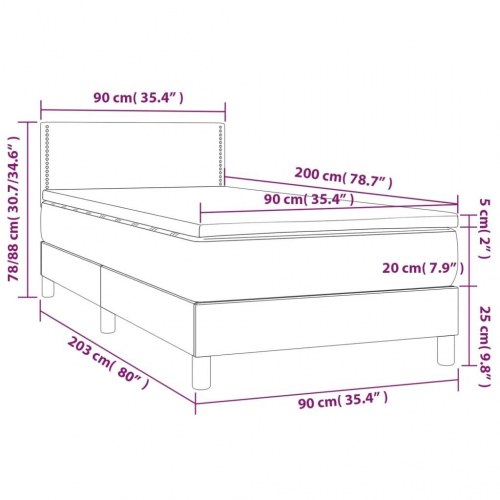 Kontinentalseng med madras 90x200 cm fløjl mørkeblå