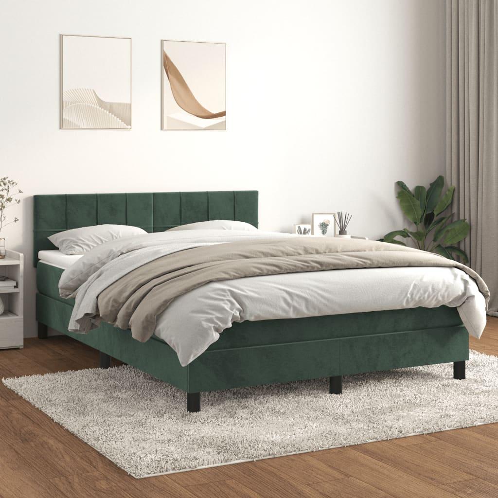 Kontinentalseng med madras 140x200 cm fløjl mørkegrøn