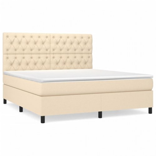 Kontinentalseng med madras 160×200 cm - stof, creme