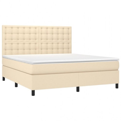 Kontinentalseng med madras 180×200 cm - stof, cremefarvet