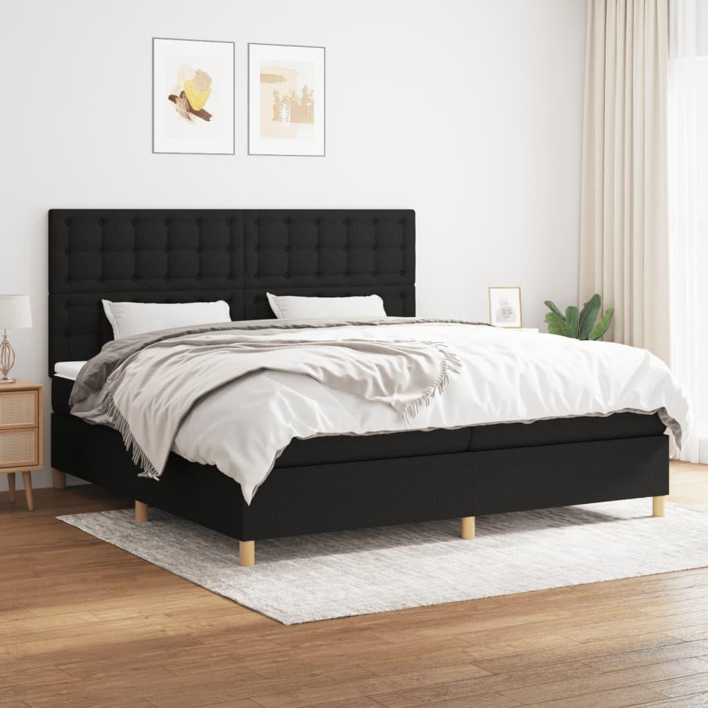 Kontinentalseng Med Madras Stof Sort - knapper / 200 x 200 cm