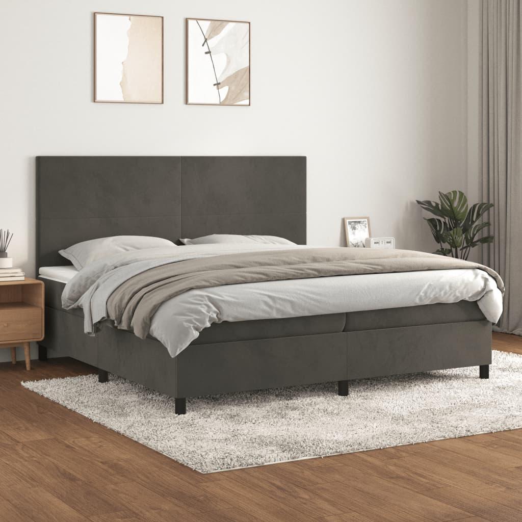 Kontinentalseng Med Madras Fløjl Mørkegrå - Med ensartet mønster / 200 x 200 cm