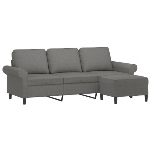 3-personers sofa med fodskammel 180 cm stof Mørkegrå