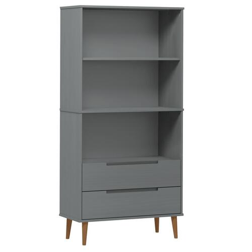 Bogreol MOLDE 85x35x170,5 cm massivt fyrretræ grå
