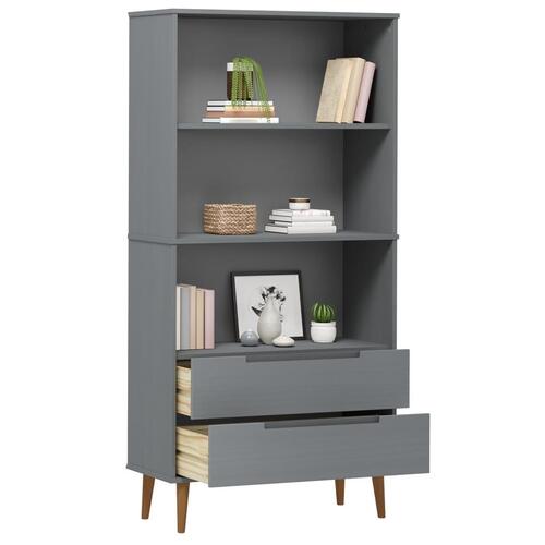 Bogreol MOLDE 85x35x170,5 cm massivt fyrretræ grå