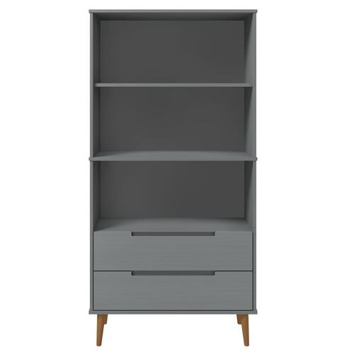 Bogreol MOLDE 85x35x170,5 cm massivt fyrretræ grå