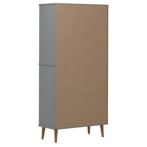 Bogreol MOLDE 85x35x170,5 cm massivt fyrretræ grå