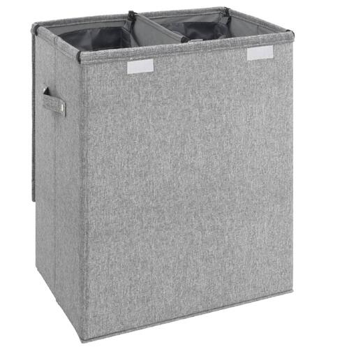 Foldbar vasketøjskurv 51x34,5x59 cm kunstigt linned grå
