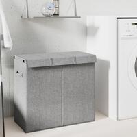 Foldbar vasketøjskurv 64,5x34,5x59 cm kunstigt linned grå